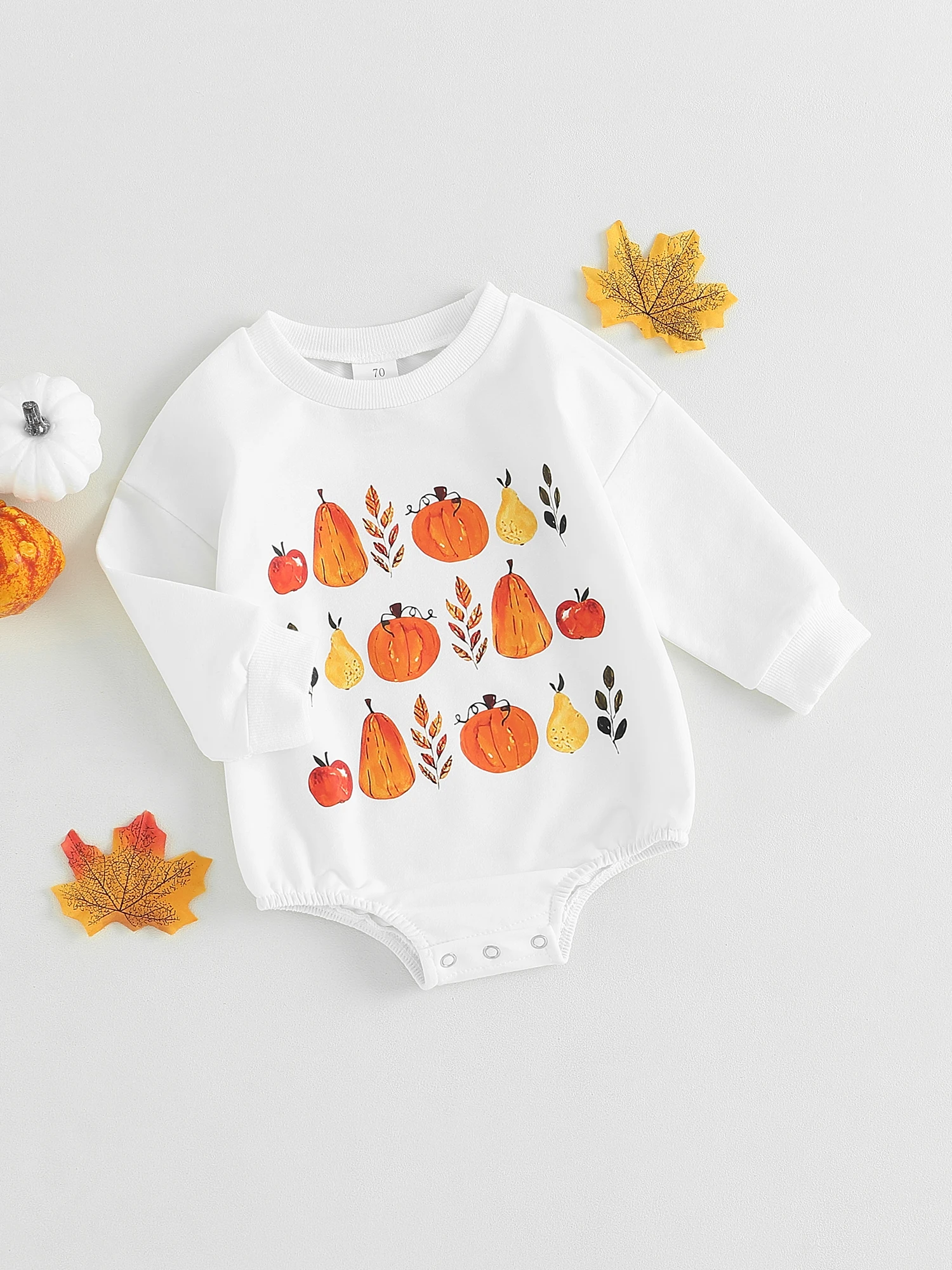 

Adorable Halloween Pumpkin Romper for Baby Girls - Long Sleeve Jumpsuit with Oversized Fit Perfect for Fall and Winter
