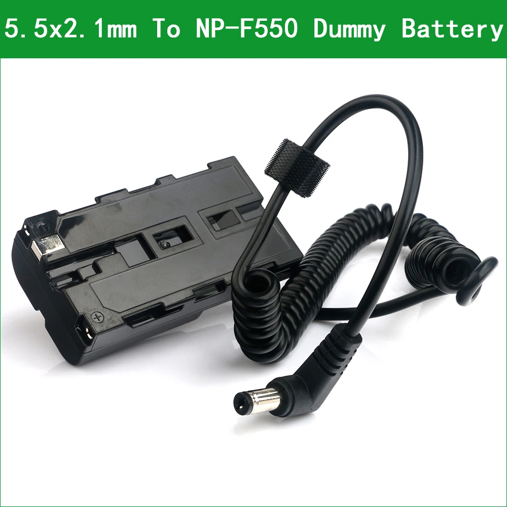5.5x2.1 To  DC Coupler Power Connector NP-F550 Dummy Battery for  Yongnuo Viltrox LED Video Light YN300 II YN300 III YN600 Air