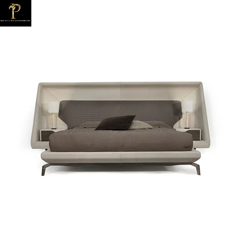 

Modern Design Creative Stylish Upholstered Headboard Leather Double Bed King Bed Master Bedroom Hotel Villa