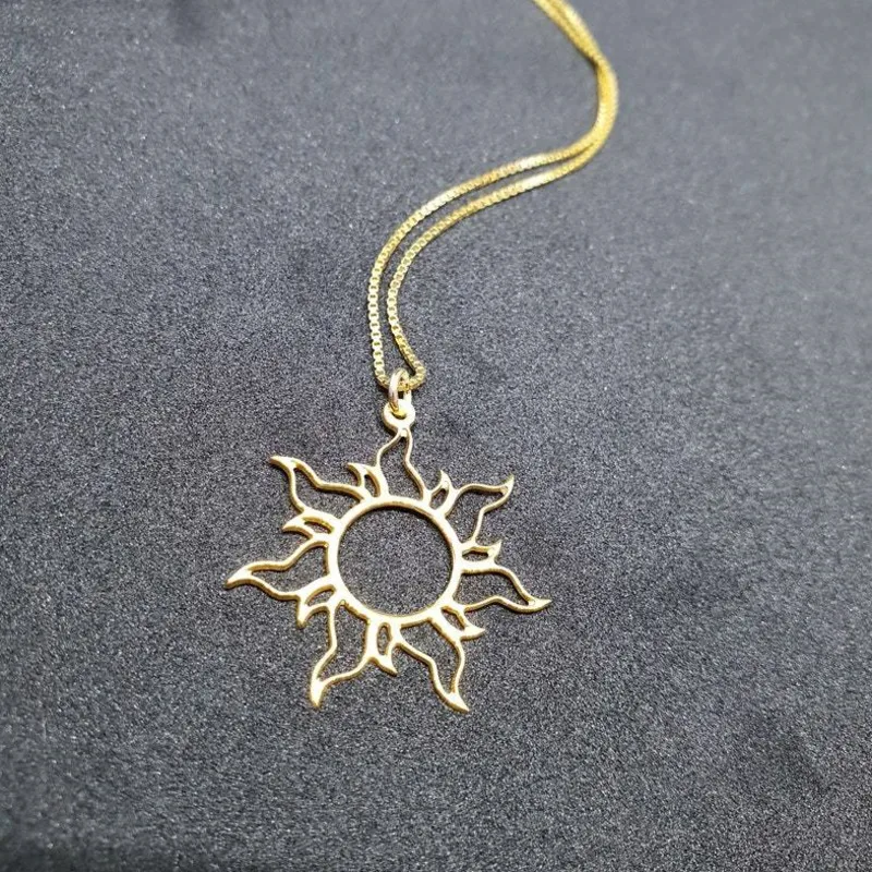 

Stainless Steel Necklace Plated Ethnic Sun Totem Pendent Necklaces For Charm Women Birthday Fashion Jewelry Collares Para Mujer