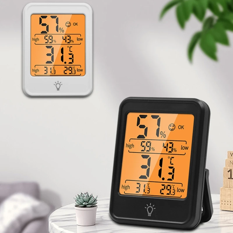 Digital Room Thermometer Mini Hygrometer Indoor Humidity Meter Min Max Records Air Comfort Indicator for Home Office
