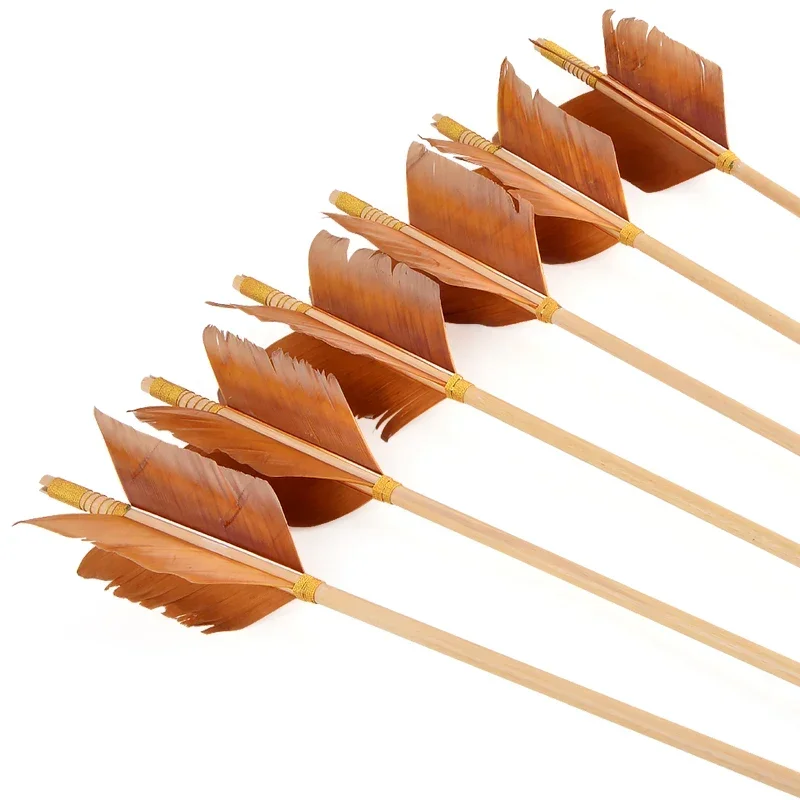 6/12 шт. 32 дюйма деревянная стрела для стрельбы из лука перья индейки длина вала