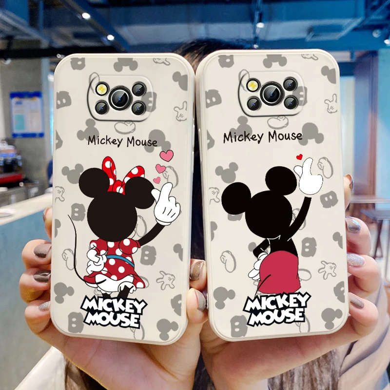 

Couple Minnie Mickey Mouse Phone Case For Xiaomi Poco X4 X3 F4 F3 NFC M5 M4 M3 GT S Pro 4G 5G Liquid Rope Cover Fund