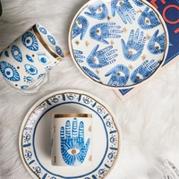 creative handmade hand eye cup ceramic coffee milk water mug home kitchen decorative tableware plate personalized gift