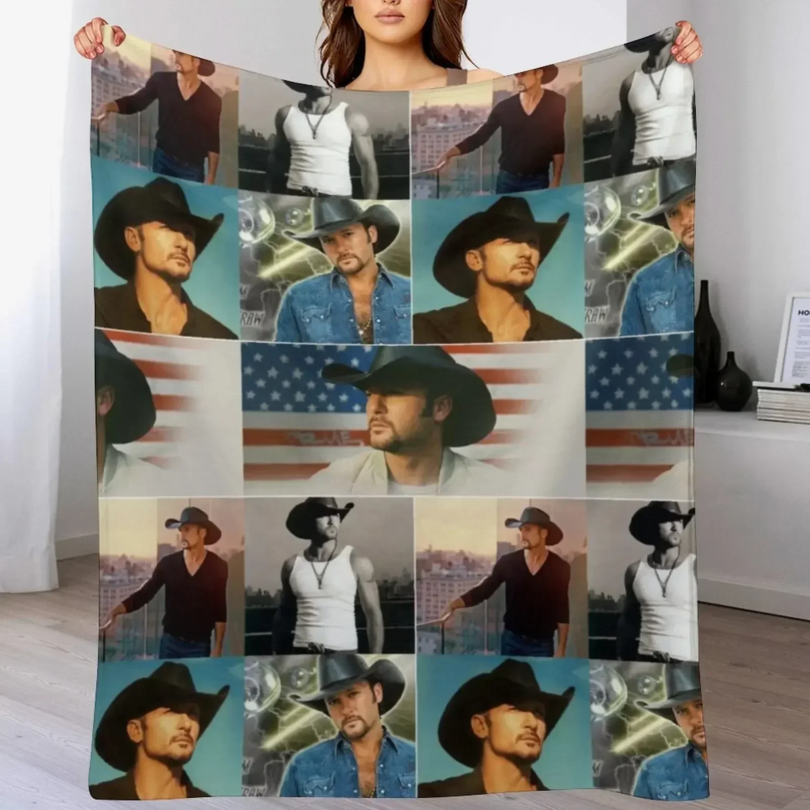 Тим МакГрю американская деревенская музыка певец фотоколлаж-1 плед на диване