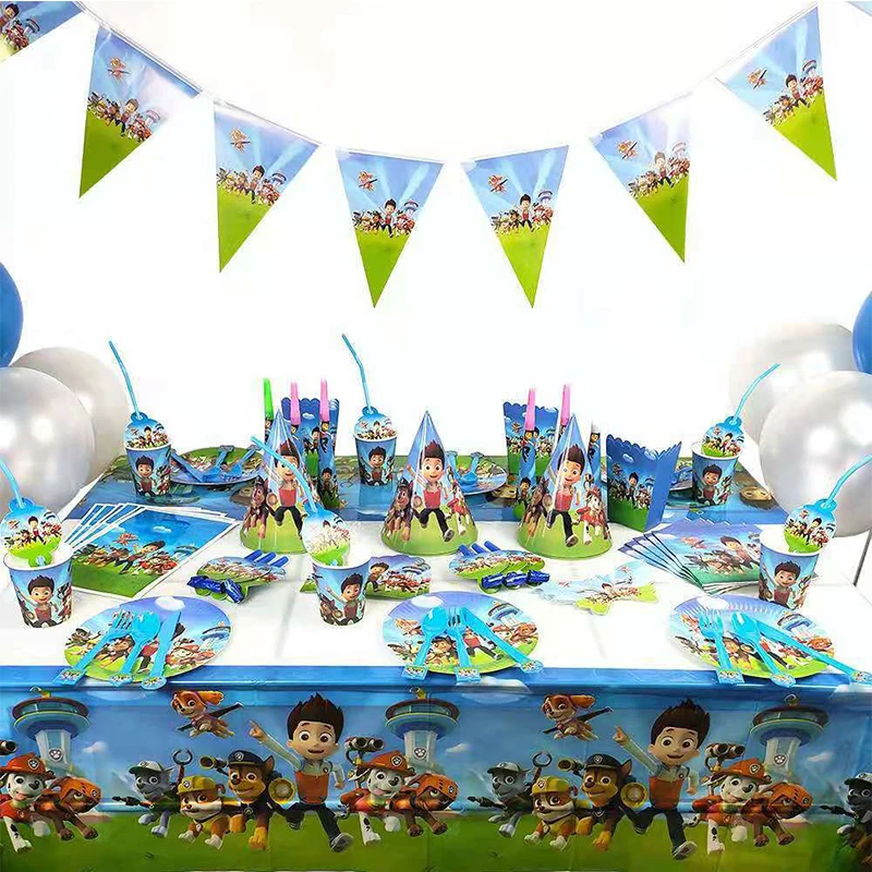 

PAW Patrol Birthday Set Dog Chase Marshall Skye Decoration Foil Balloon Disposable Tableware for Kids Birthday Party Supplies