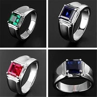 tengtengfit adjustable silver color rings for women men cubic zirconia gemstone open finger wedding engagement party gifts 2022
