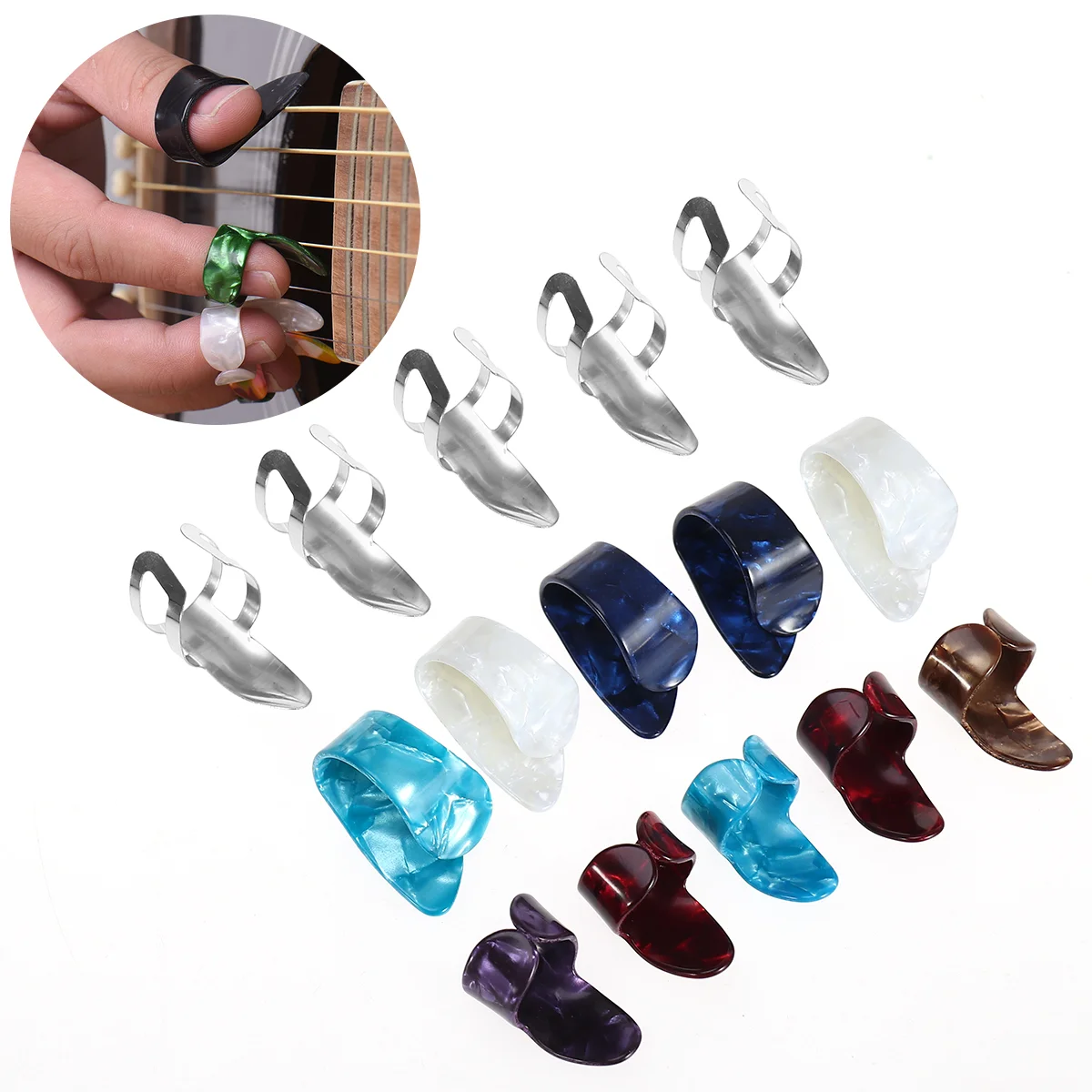 

15Pcs Picks Practical Convenient Durable Finger Pick Thumb Pick for Guitar Learner Students Adults