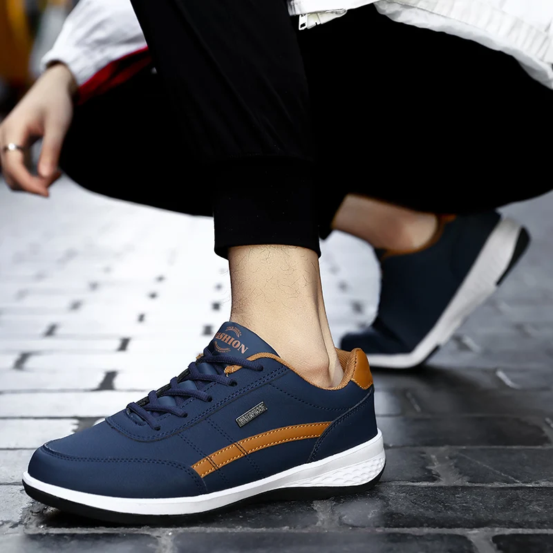Mens PU Leather Trend Casual Shoe Italian Leisure Male Sneakers Footwear Men Vulcanized Shoes