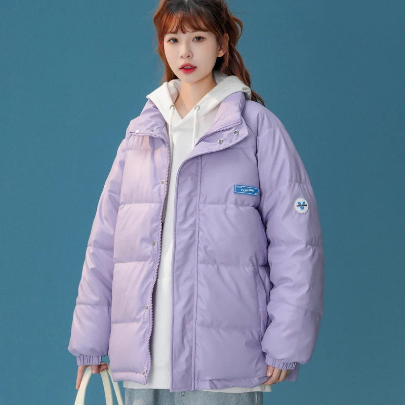 Winter new disposable cotton clothes Harajuku style parka stand collar thickened loose ladies street style winter jacket coat
