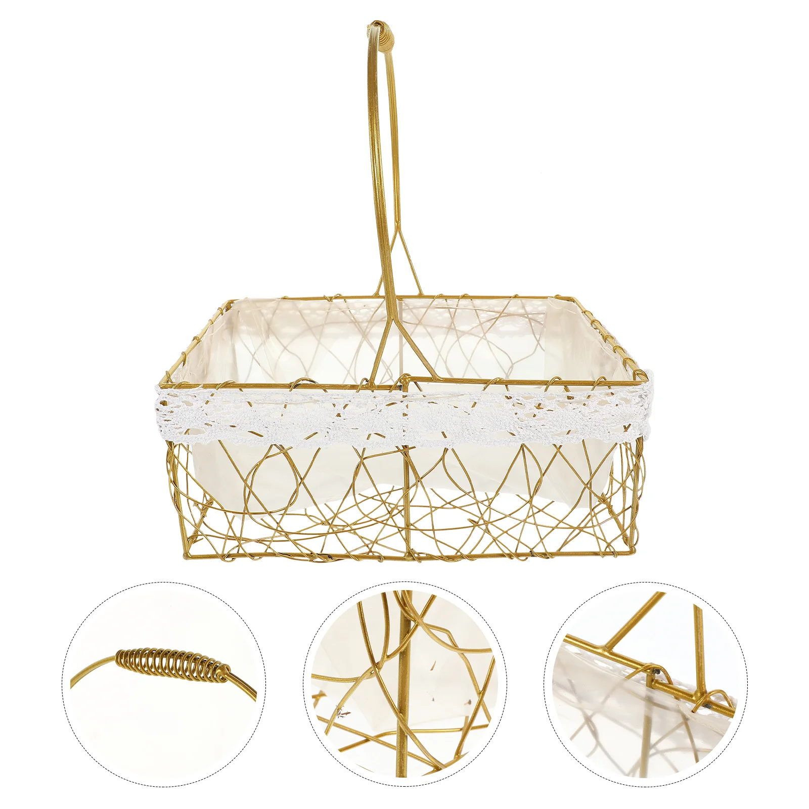 

Tabletop Handle Basket Decor Baskets Baskets Gifts Empty Serving Basket Metal Basket Picnic Basket Flower Girl Egg Basket