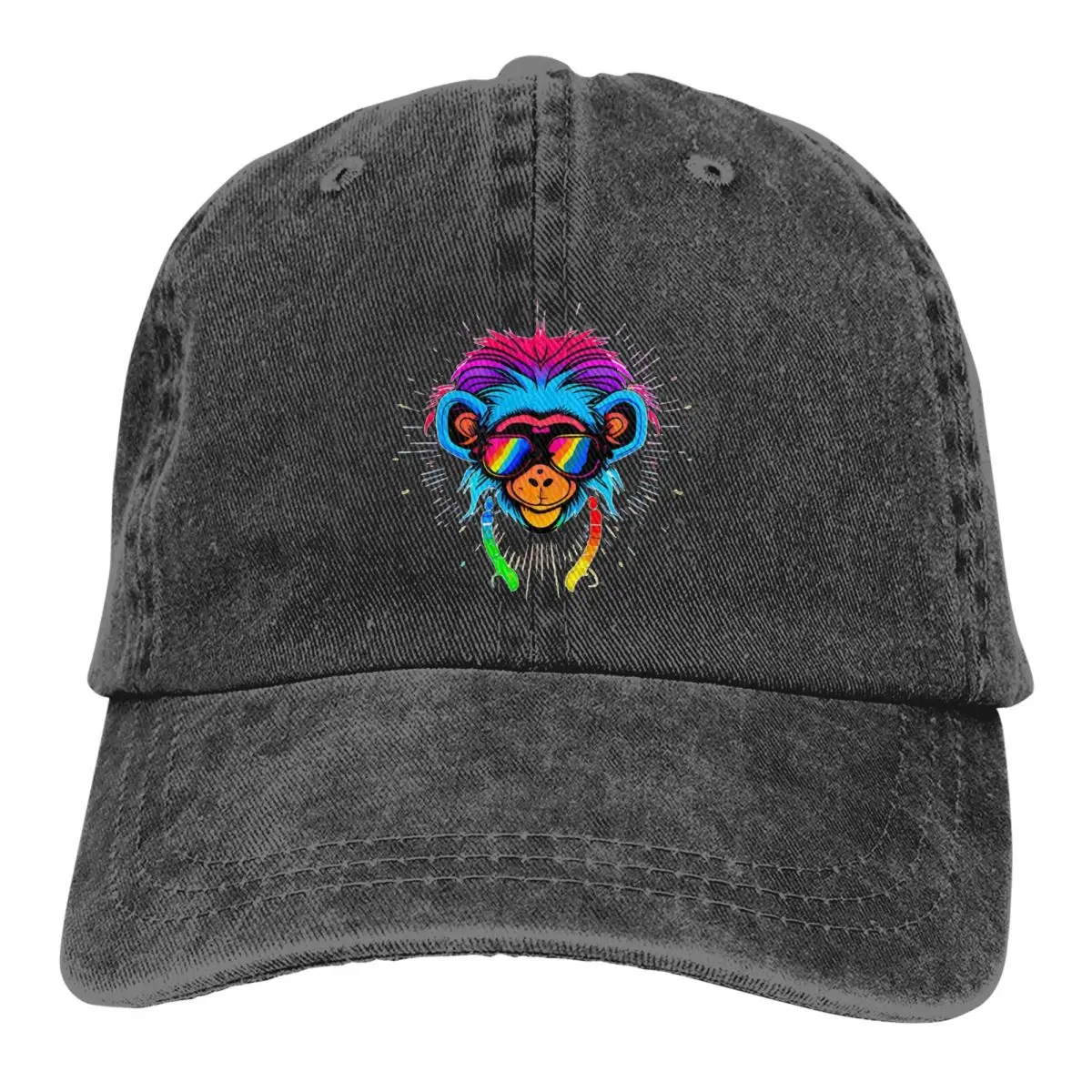 

Monkey Multicolor Hat Peaked Women's Cap Rainbow Happy Monkey Personalized Visor Protection Hats