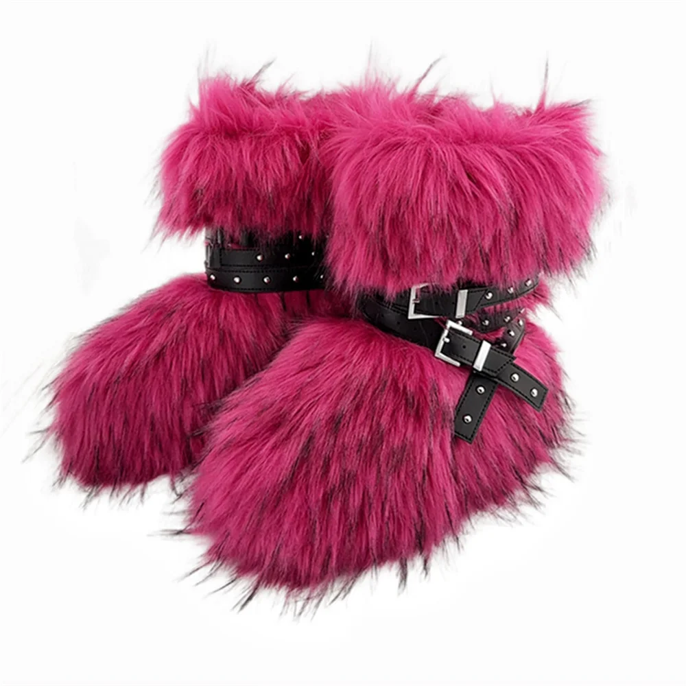 2024 зимние ботинки Sonw для улицы на платформе y2k из волос в стиле панк с шипами