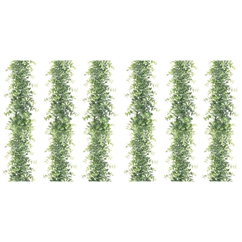 

JHD-6 Pack Artificial Eucalyptus Garland, Faux Vines Greenery Garland Wedding Backdrop Arch, 6 Feet/Pcs Hanging Plant