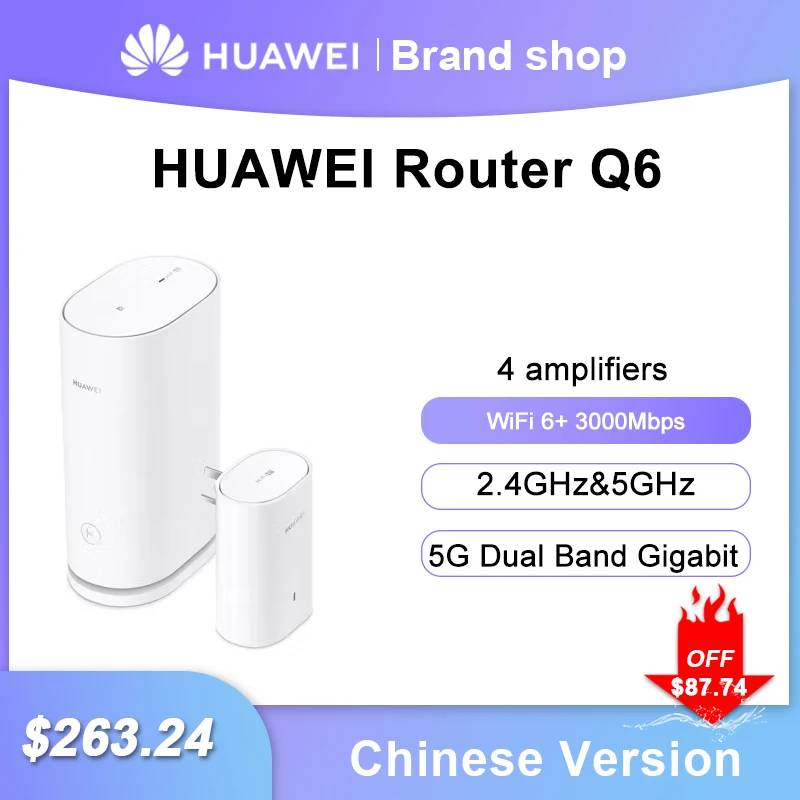 New Huawei Routing Q6 Whole Home Wi-Fi 6+ Mesh WIFI System 5G Dual Band Gigabit Ports High-Speed Broadband WiFi Router Repeater