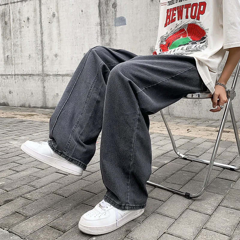 Blue Black Baggy Jeans Men Fashion Oversized Wide Leg Jeans Men Japanese Streetwear Hip Hop Loose Denim Pants Mens Trousers