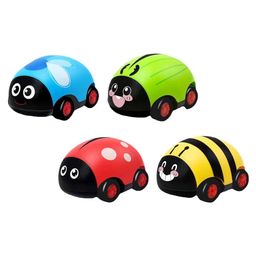 

4Pcs Ladybug Shaped Pull-back Car Friction Powered Car Toys Cognitive Joy (Random Style)