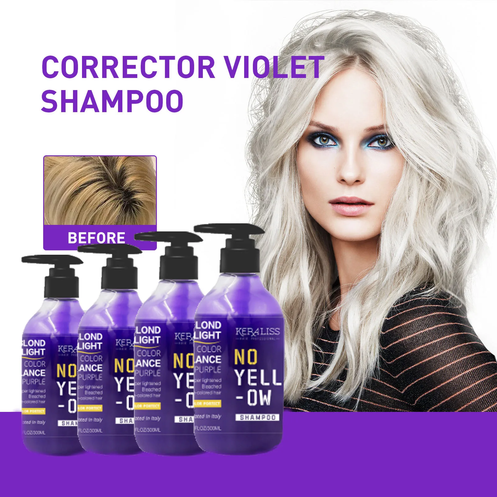 

300ml Purple Shampoo Remove Yellow to Gray /Silver Color Lock Shampoos