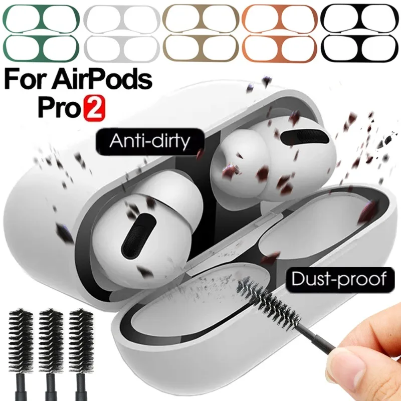 Фото Пылезащитная наклейка для Apple AirPods Pro, ультратонкая металлическая пылезащитная защитная пленка для наушников AirPods Pro 2, наклейка для очистки №1