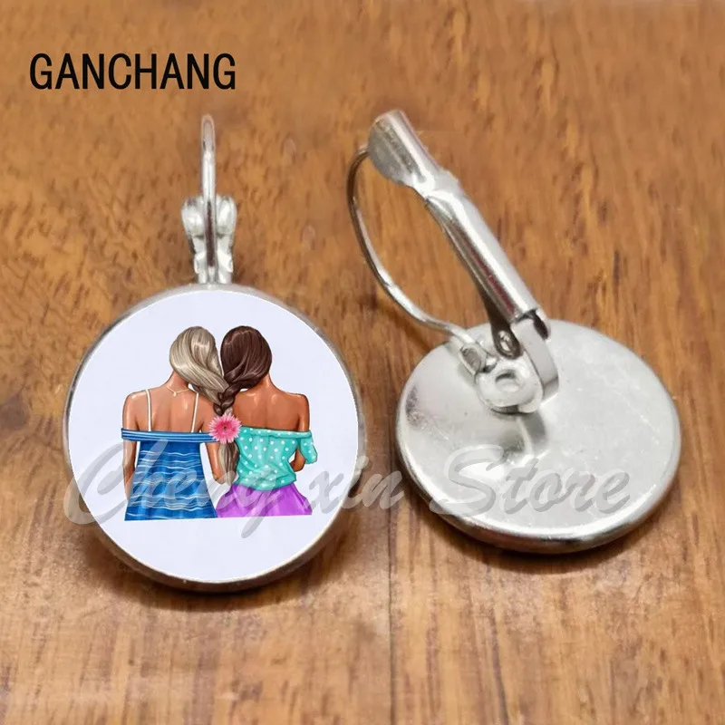 Женские графические кофейные серьги ручной работы с мультяшным рисунком