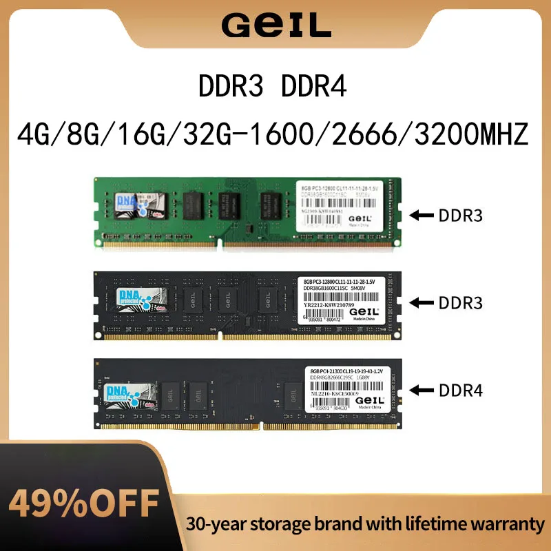 

Оперативная память GeIL DDR3 4G 1600 МГц, ОЗУ для настольного ПК, Память Ram