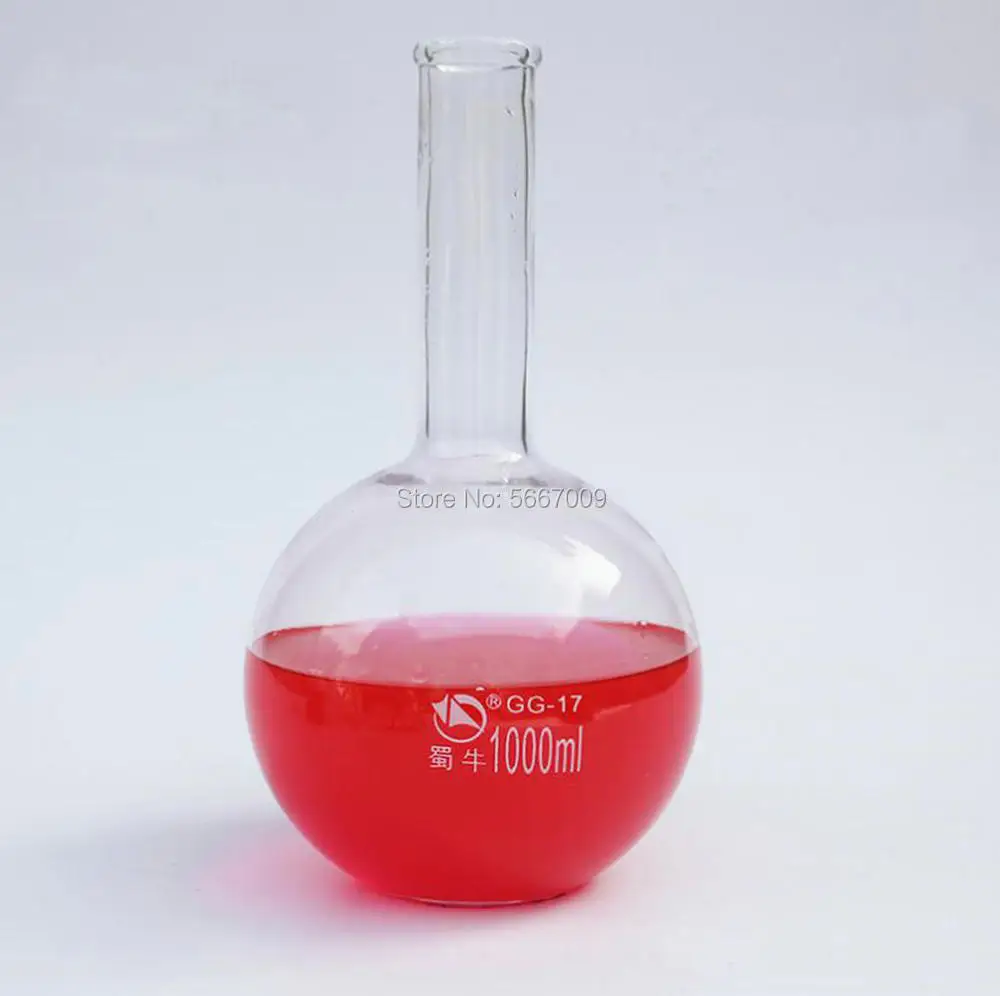 1PC Lab Glass 100ml-2000ml round/flat bottom Long Neck Flask for school laboratory experiment
