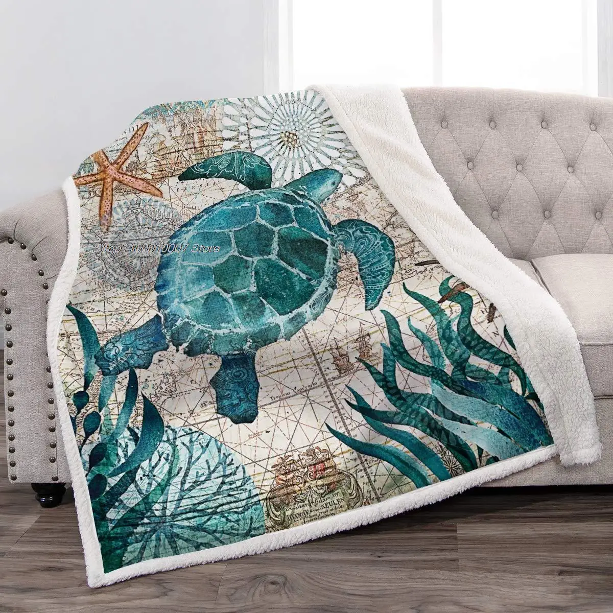 

Sea Turtle Throw Blanket Soft Flannel Throw Blanket for Kids Gift Couch Bed