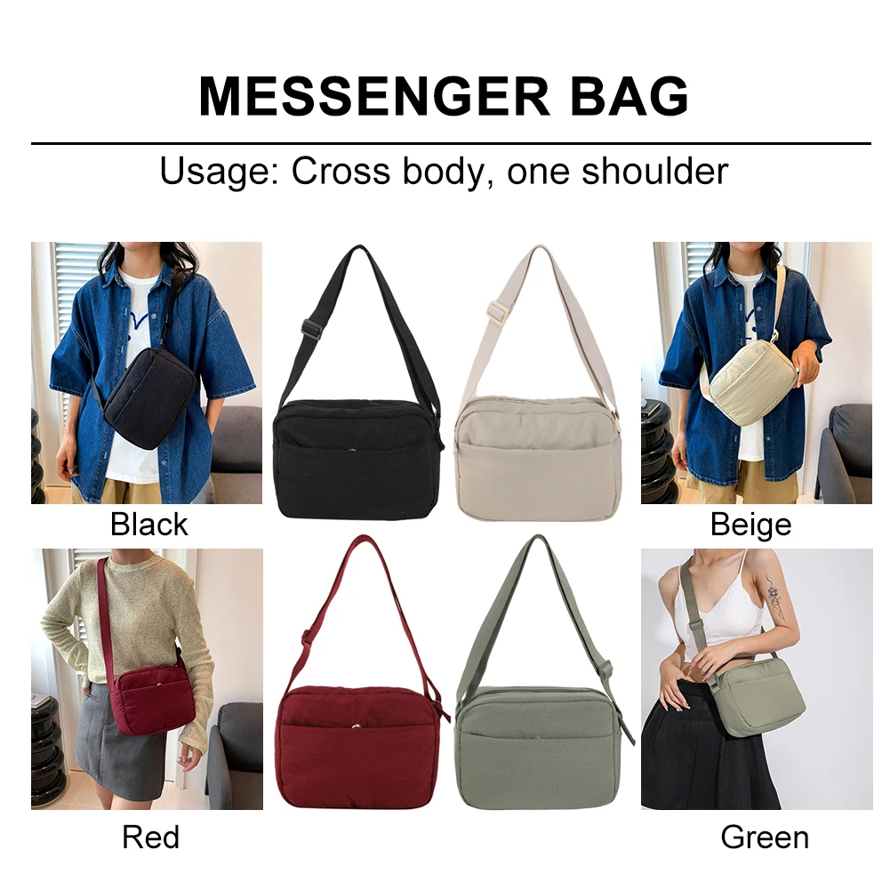 

Satchel Bag Solid Color Cell Phone Purse Women Adjustable Strap Zipper Closure Lightweight Multiple Pocket Female Travel Handbag