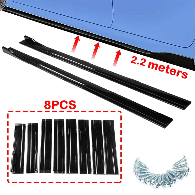 

8 шт./2,2 метра автомобильная универсальная боковая юбка разветвитель губ удлинитель автозапчасти аксессуары подходят для Honda TOYOTA VW BMW