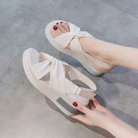fashion trend women wedges sandals 2022 summer open toe fish mouth bow knot high heel shoes casual platform sandals new