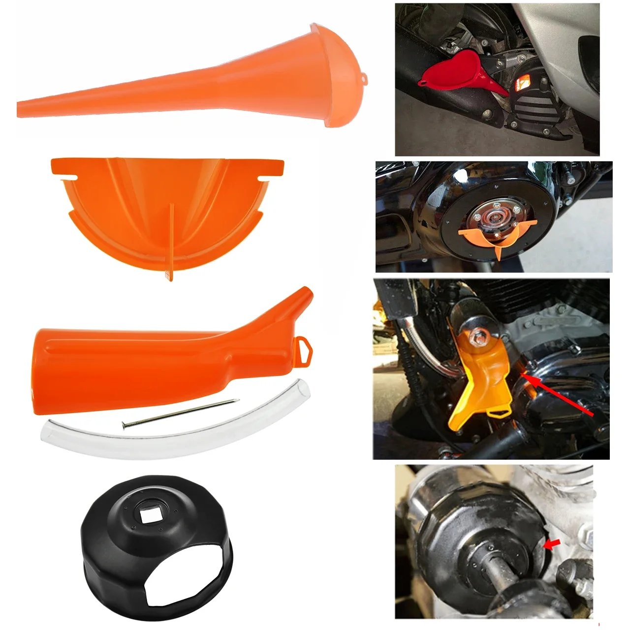 

Мотоциклетная 9-дюймовая воронка для заправки картера, основная воронка для заправки масла, масляная воронка с двойным уплотнительным кольцом для Harley Touring Sportster XL XR Softail