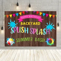 mehofond happy birthday party backdrop photography wooden board summer bash swimming ring backyard background photo studio props