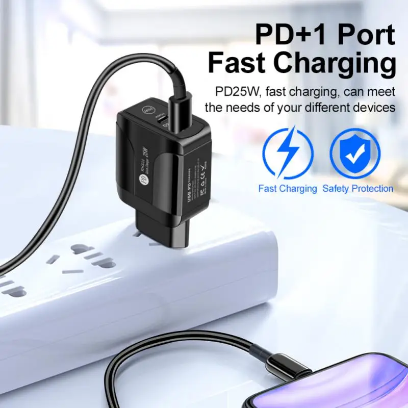 

PD 25W+QC3.0 Fast Charge Dual Port Charger For Iphone13 Mobile Phone Charger US/EU/UK Standard Plug