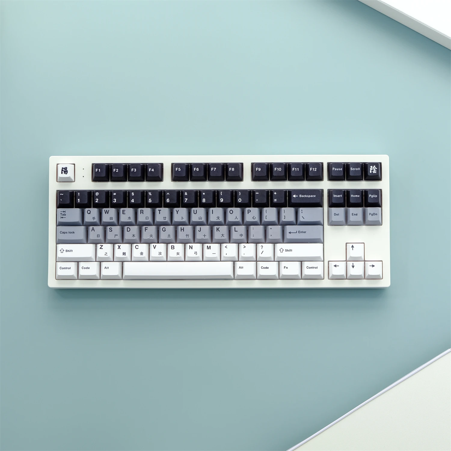 

129 клавиш черно-белые минималистичные персонализированные колпачки для клавиш PBT, колпачки для механической клавиатуры с сублимационной печатью и вишней для переключателей Mx