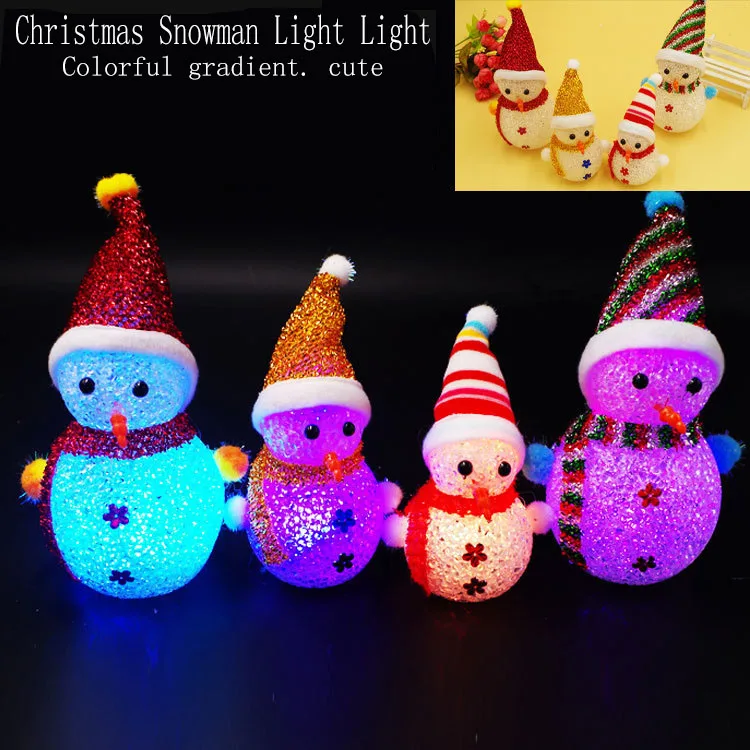 LED Snowman Christmas Decorate Mood Lamp Night Light Xmas Tree Hanging Ornament Radom Color European and American style GL97