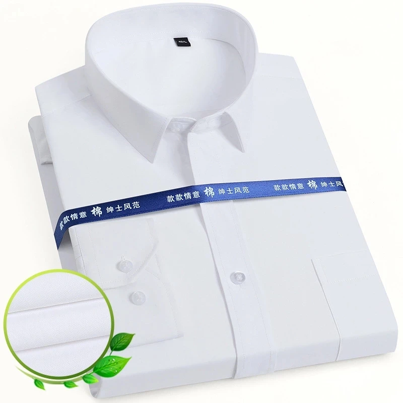 Plus Size S To 8XL White Men's Formal Dress Shirt Long sleeve Cotton Slim Fit Designer Business Striped Male Social Shirts