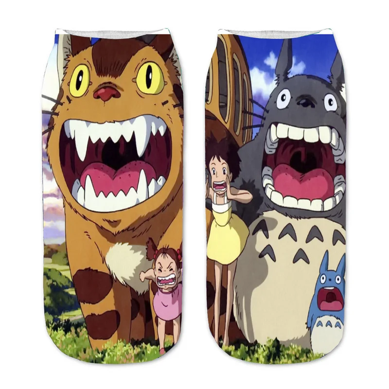 Totoro Women Sock Cartoon Ladies Socks Kawaii Calcifer Casual Hayao Miyazaki Printed No Face Man Fairydust Sox Korean Socken