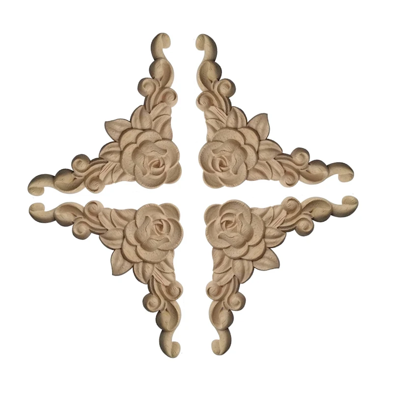 

Деревянные накладки для мебели, резные Угловые украшения ручной работы, 4 шт.