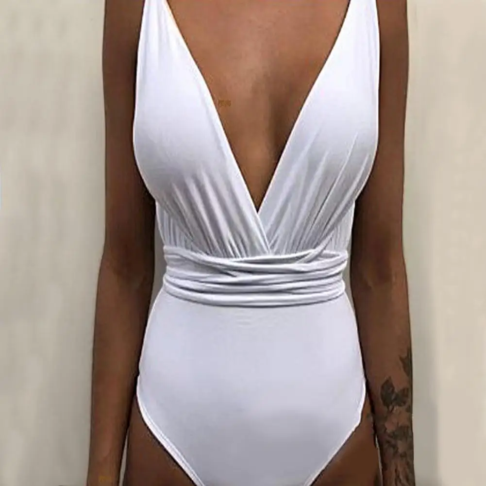 

Romper Swimsuit Deep V- neck Women Swimsuit Quick-Drying Summer Monokini Set