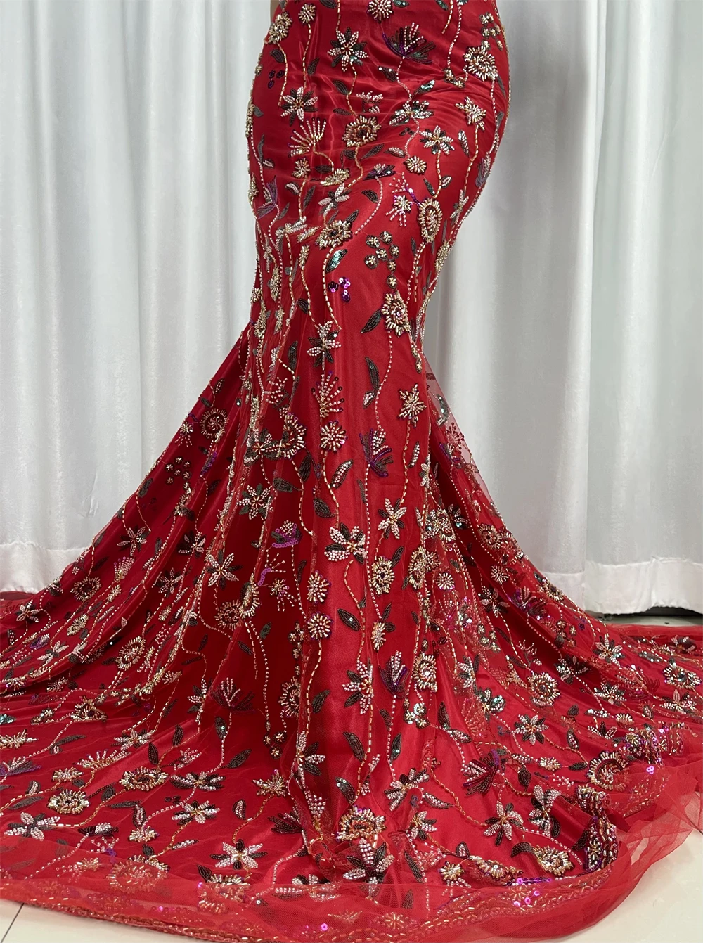 

Модная африканская кружевная ткань с 3D цветами, 5 ярдов, Высококачественная вышивка из бисера, тюль, кружево в нигерийском стиле, свадебная Роскошная ткань jy231