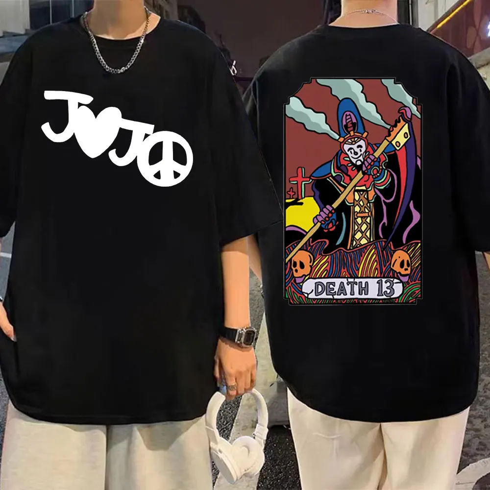 

Japan Anime JoJo Bizarre Adventure DEATH THIRTEEN T-shirt Harajuku Manga Gothic Loose T-shirts Fashion Casual Cotton Tees Unisex