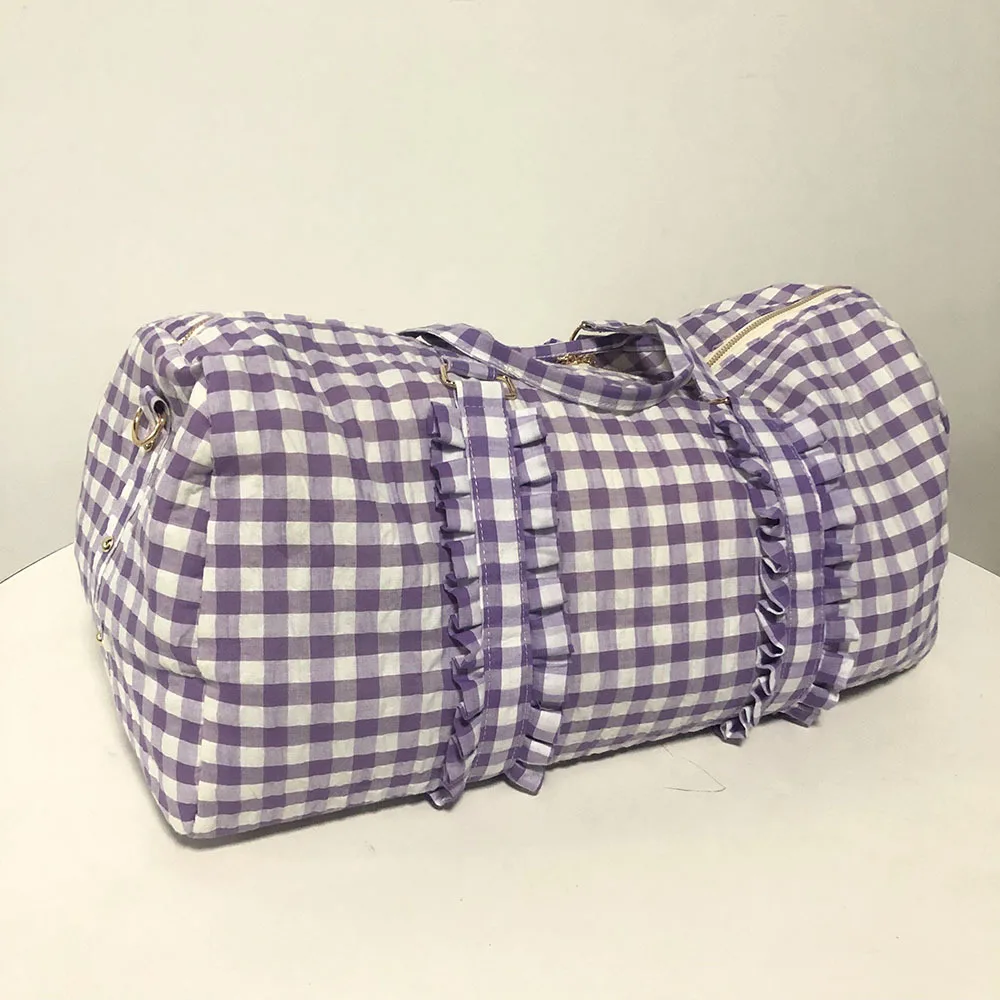 Seersucker Duffle Bag Large Capacity Waterproof Sport Travel Ruffle Duffle Outdoor Fitness Gym Yoga Durable Bag DOM1051956
