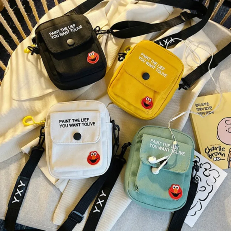

Mini Canvas Bag Women's All-match Shoulder Bag Portable Messenger Coin Purse Cartoon Student Storage Bag Simple Casual