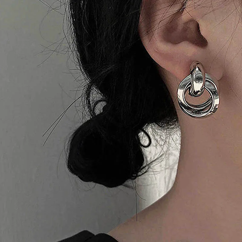 

Minimalist Silver-color Earrings for Women Trendy Geometric Drop Statement Earrings Party Fashion Jewelry Gift