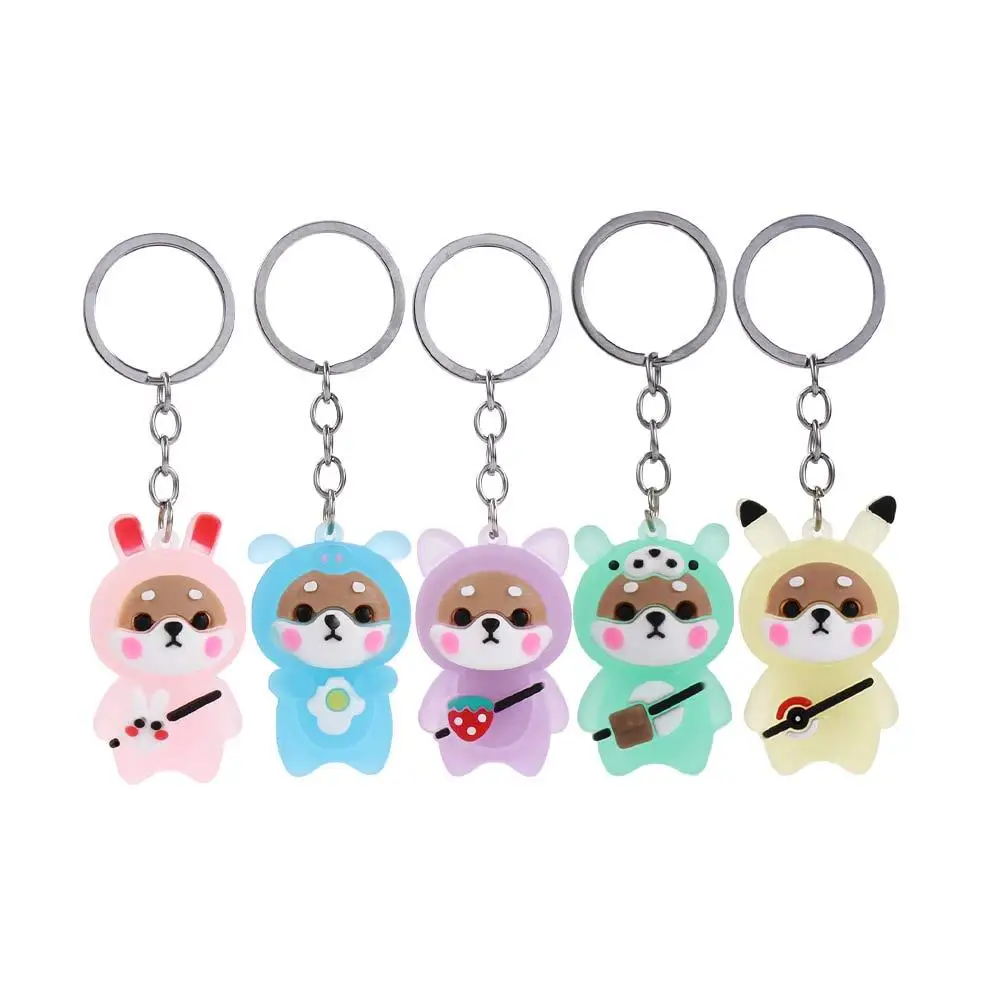 

Gift Doll Shiba Inu Cartoon Bear Pendant Bag Key Chain Flashing Light Keychain Key Rings Doll Pendant Keychain
