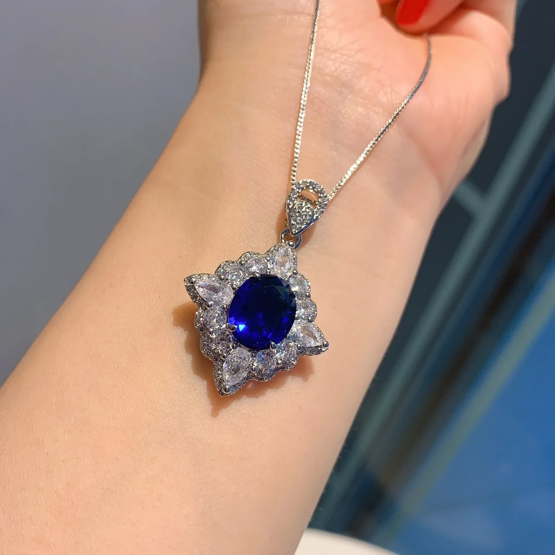 SRJewelry в Европе и Америке искусственное синее колье набор колец из основного камня