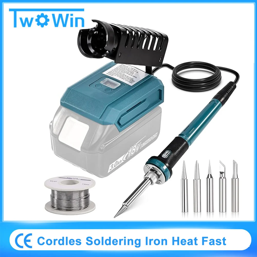 Паяльник 60 Вт для Makita, 18 В, литий-ионный аккумулятор, аккумуляторные электросварочные инструменты 300-510 ℃   Регулируемый внутренний обогрев