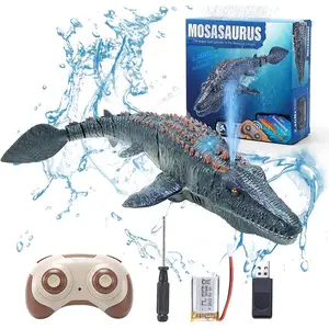 Imported 2.4G Remote Control Dinosaur For Kids Mosasaurus Diving Toys Rc Boat With Light Spray Water For Swim
