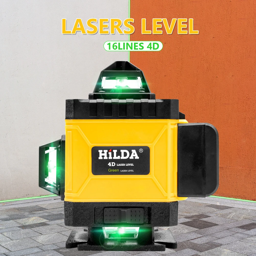 Cross Line Laser Level 12/16 Lines Cross Line Laser Level Kit 360 Horizontal Anti-Collision for Indoor Outdoor Universal EU Plug