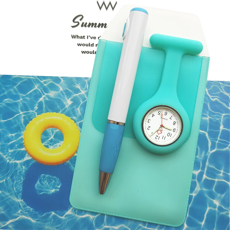Silicone Nurse Watch with Pencil Case and Pen Light Fob Pocket Quartz Doctor Medical Clock Nursing Accessories Gift